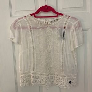 Abercrombie Embroidered White Top